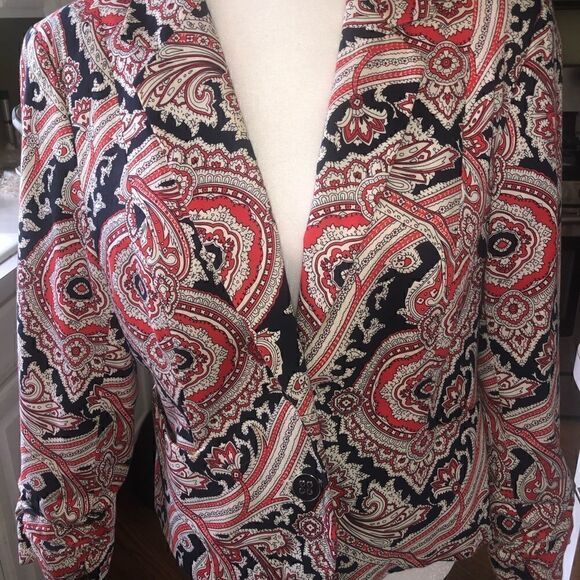 Beautiful Red White & Blue Vintage lined blazer Americana 4th of July Women’s 14 - Picture 15 of 16